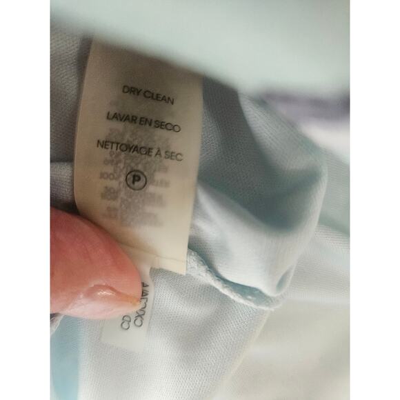 Calvin Klein Floral Aqua Blue Dress Sz 18 Fit Flare Fully lined Princess Seams - Picture 12 of 12